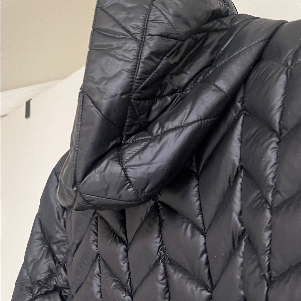 Via Spiga Black Quilted Down Fill Trench Puffer Coat L - Picture 7 of 8